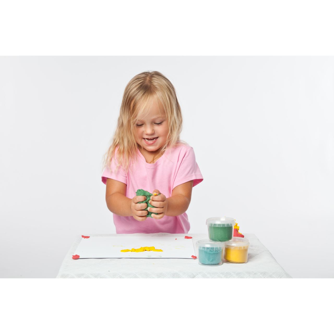 Set Plastilina organica, pentru copii, 2 ani+, la tub, 4 culori, moale, nelipicioasa, usor de modelat, Grunspecht 680-00 Children SafetyCare