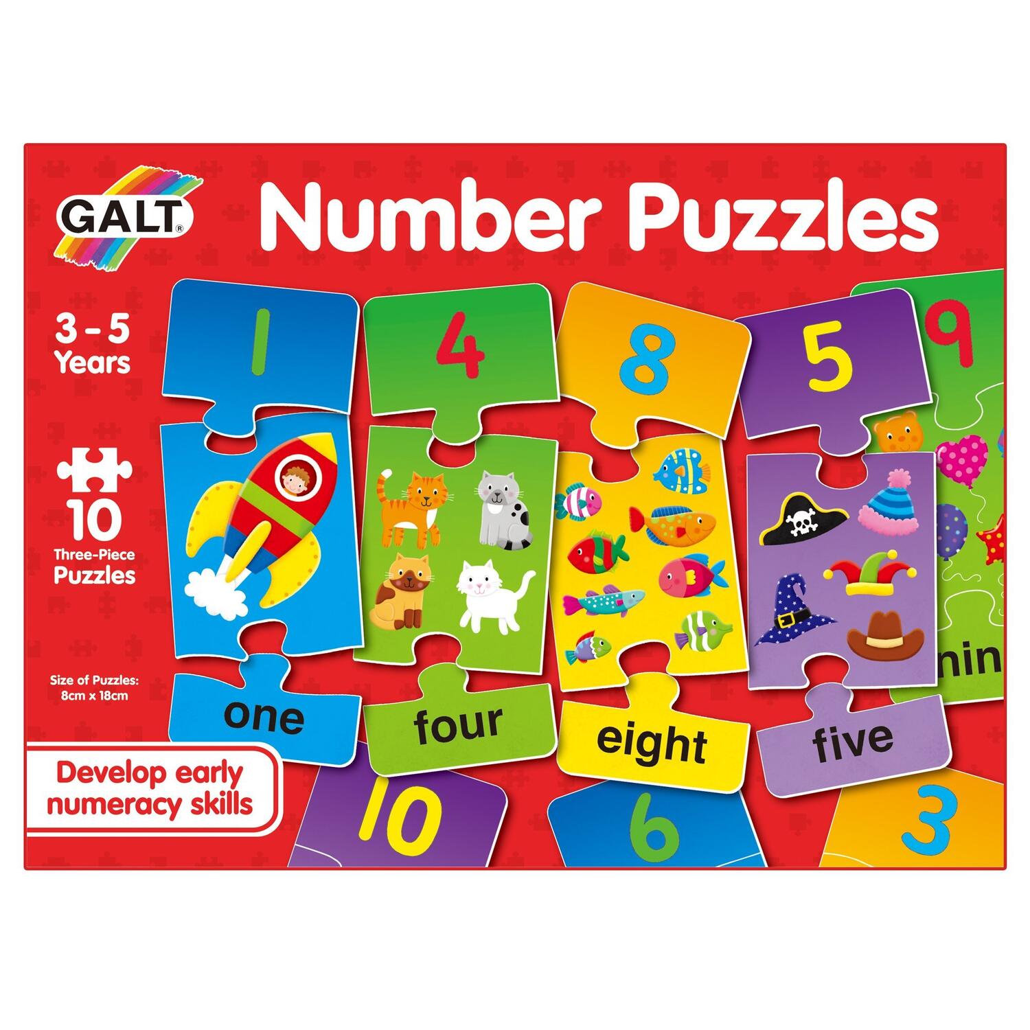 Puzzle cu numere (3 piese) PlayLearn Toys