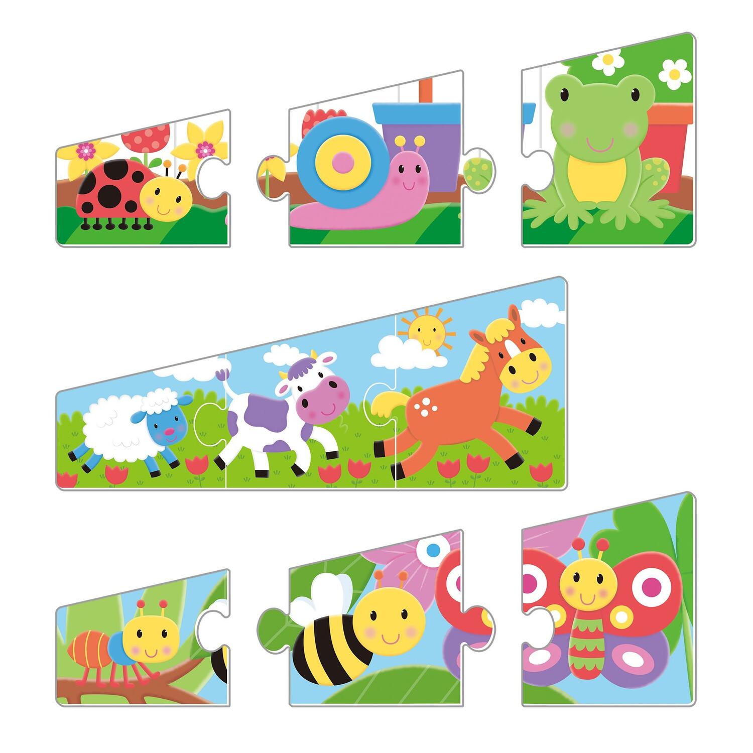Set 6 puzzle - Animalute jucause (3 piese) PlayLearn Toys