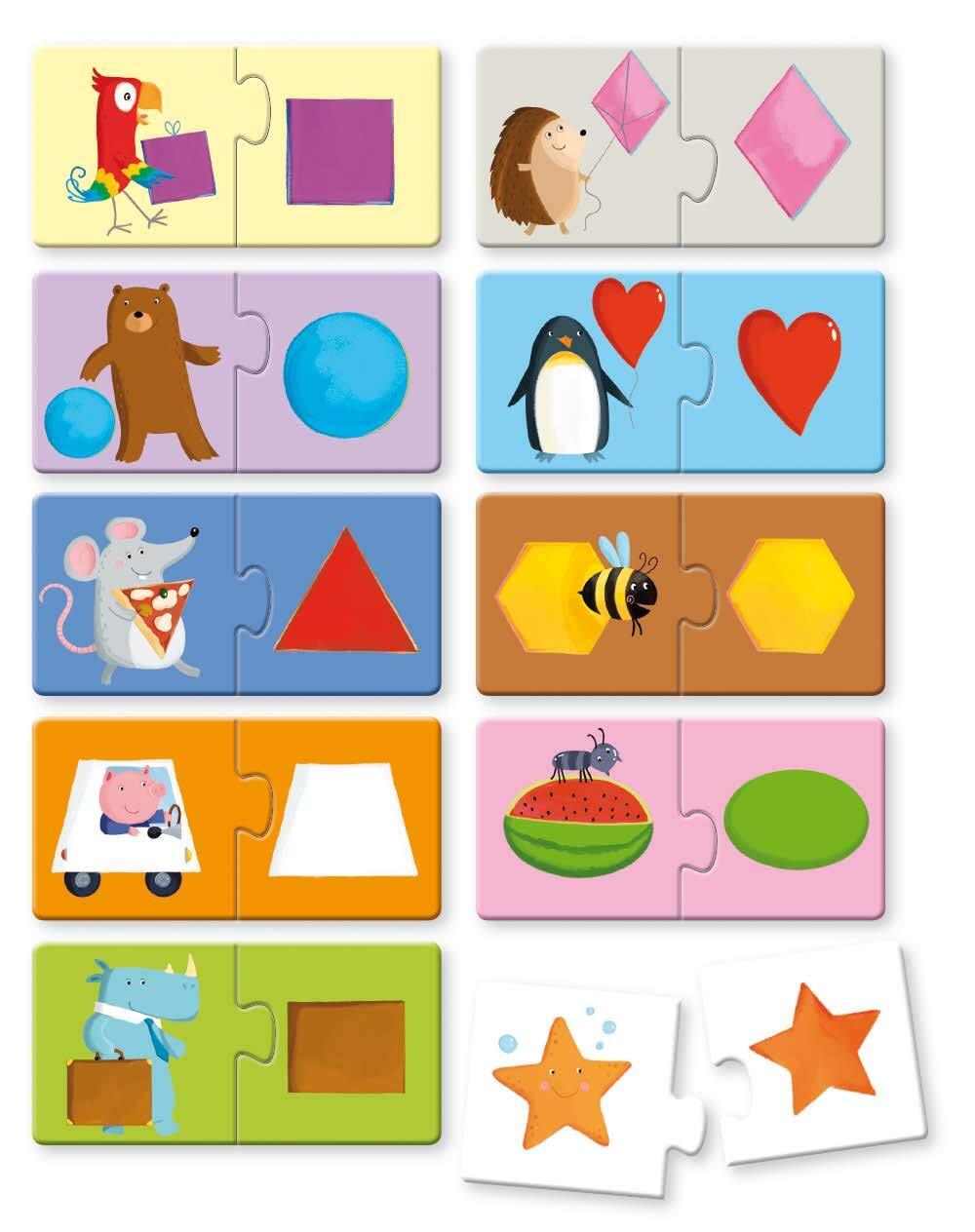 Puzzle (20 piese) cu carte - Forme PlayLearn Toys