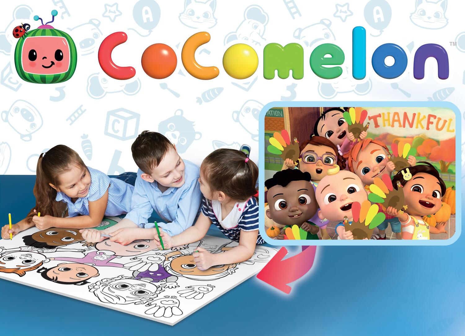 Puzzle de colorat maxi - Cocomelon si prietenii (60 piese) PlayLearn Toys