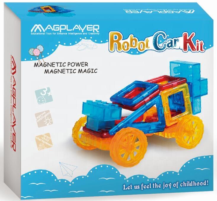 Joc de constructie magnetic - Masinuta si robotel PlayLearn Toys
