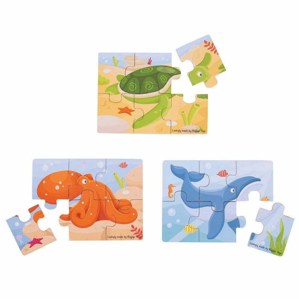 Set 3 puzzle din lemn - Lumea acvatica PlayLearn Toys