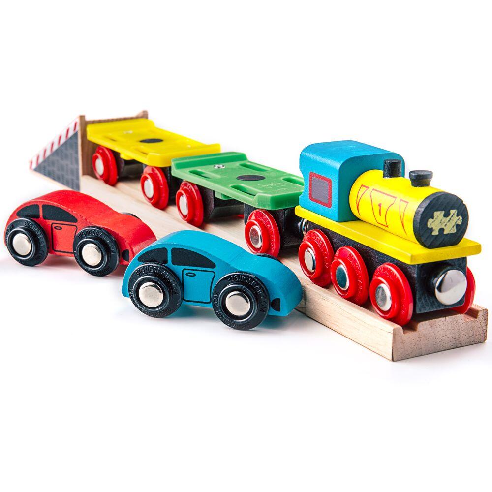 Trenulet cu platforma auto PlayLearn Toys