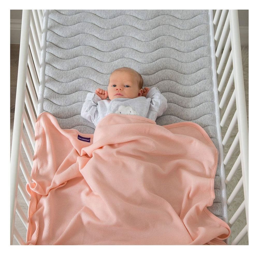 Paturica din bumbac Waffle Weave 120 x 140 cm- Coral Clevamama 3463 for Your BabyKids