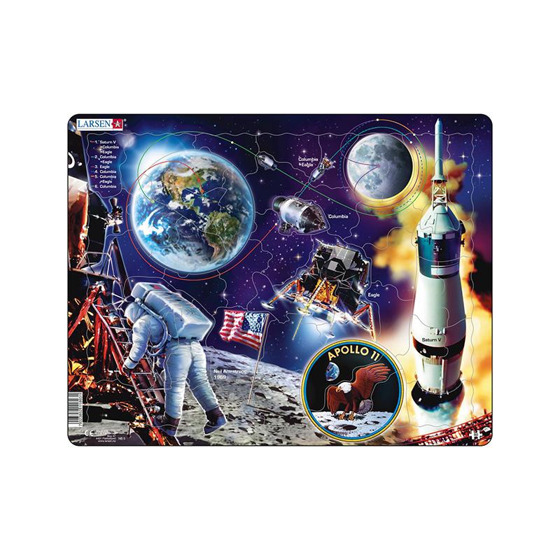 Puzzle maxi Apollo 11, orientare tip vedere,  50 de piese, Larsen EduKinder World