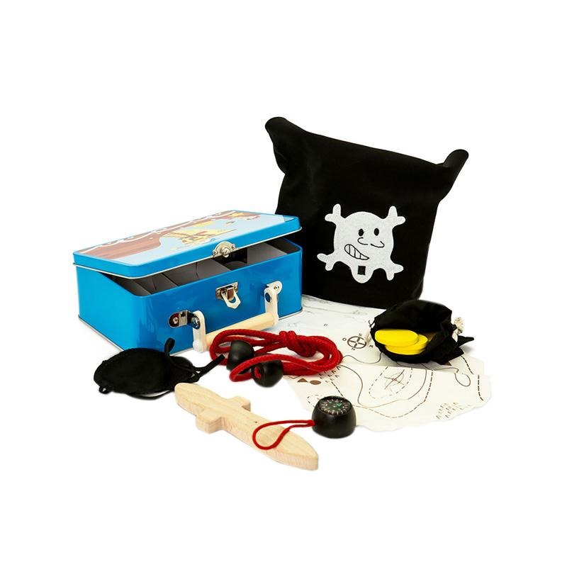 Set joaca De-a piratii, in cutie metalica, 15 accesorii, MAMAMEMO EduKinder World