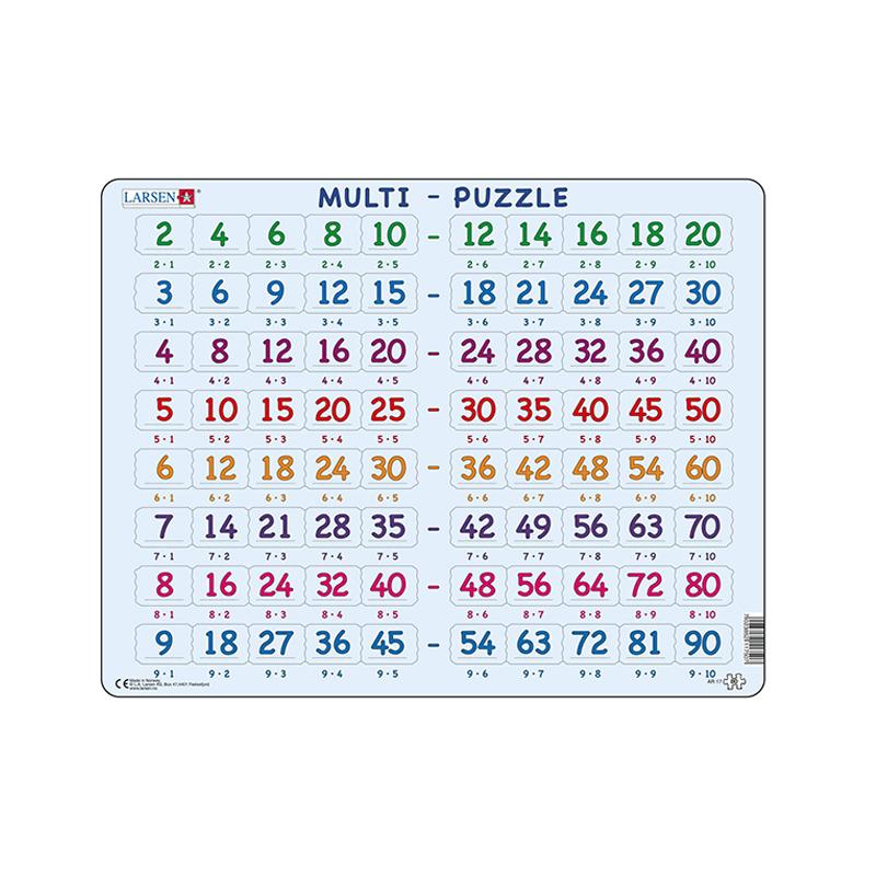 Puzzle maxi Inmultiri cu acelasi numar, orientare tip vedere, 80 de piese, Larsen EduKinder World