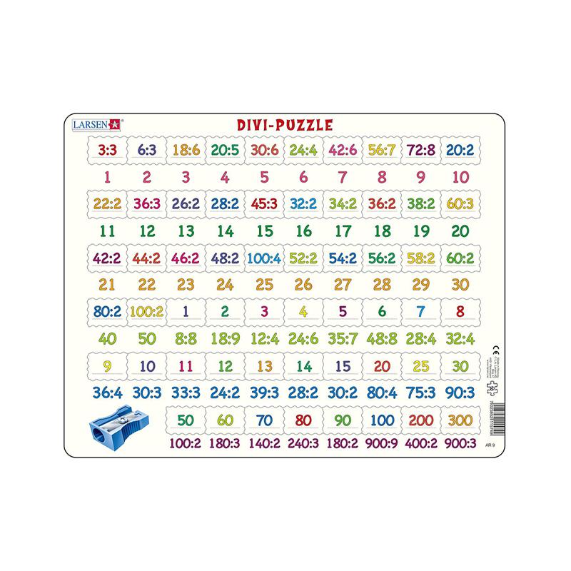 Puzzle maxi Numere intre 1 si 900 si impartiri, orientare tip vedere, 58 de piese, Larsen EduKinder World