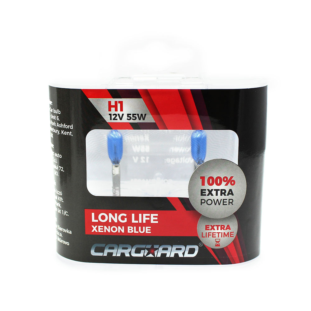 Set de 2 becuri Halogen H1 +100% Intensitate - LONG LIFE - CARGUARD Best CarHome