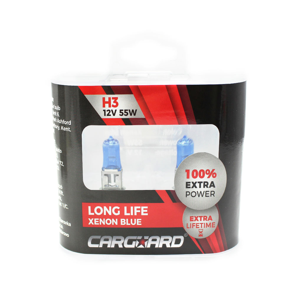 Set de 2 becuri Halogen H3 +100% Intensitate - LONG LIFE - CARGUARD Best CarHome