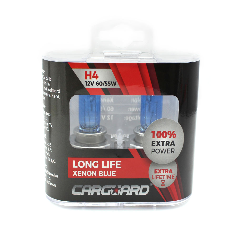Set de 2 becuri Halogen H4 + 100% Intensitate - LONG LIFE - CARGUARD Best CarHome