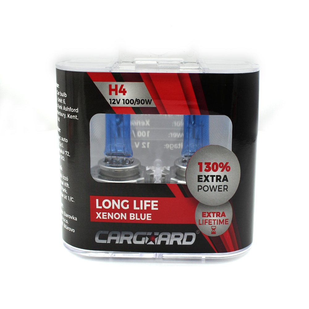 Set de 2 becuri Halogen H4, 100W +130% Intensitate - LONG LIFE - CARGUARD Best CarHome