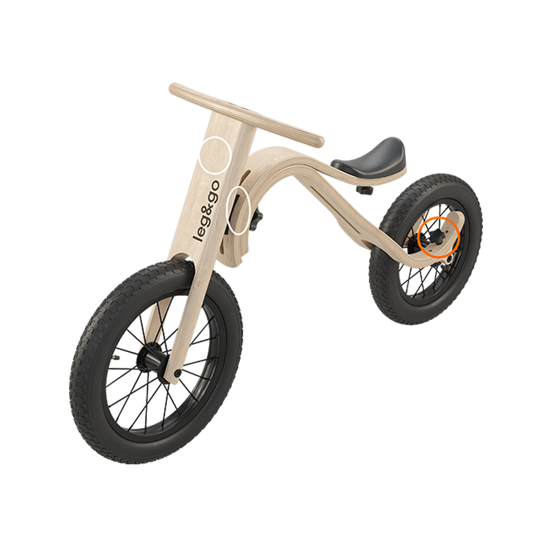 Bicicleta de balans fara pedale 3 in 1 pentru copii, lemn natur, leg&go EduKinder World