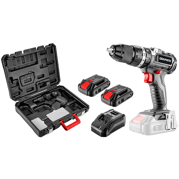 Masina de gaurit, insurubat cu percutie cu 2 acumulatori 18V/2Ah si incarcator acumulator 2.3Ah Energy+ GRAPHITE 58G020-SET2 HardWork ToolsRange