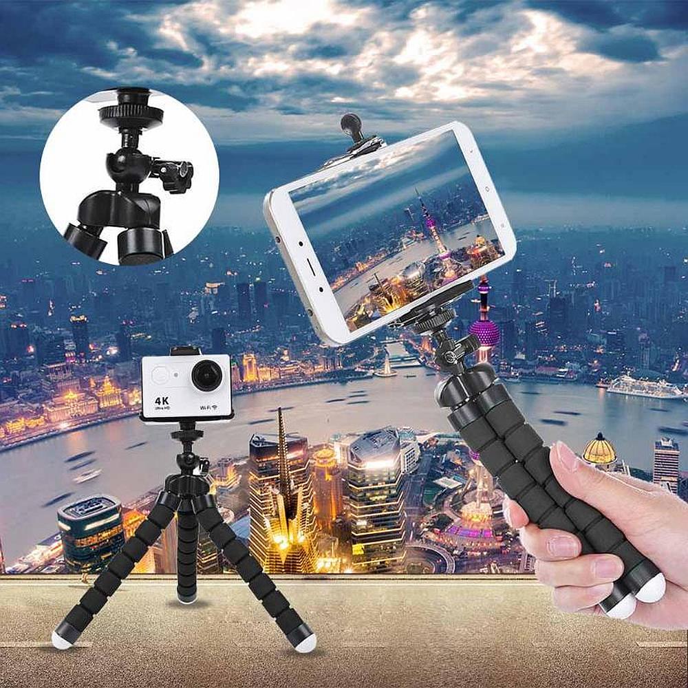 Suport Mini Trepied Flexibil Multifunctional pentru Telefon sau Camera Video, Culoare Negru