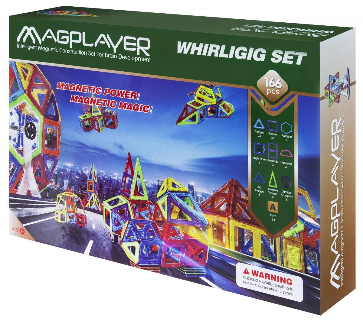 Joc de constructie magnetic - 166 piese PlayLearn Toys