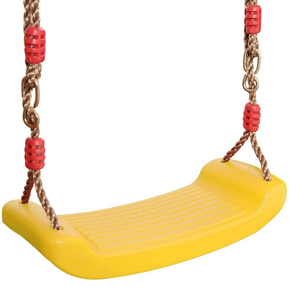 Leagan Hinta pentru Copii din Plastic fara Spatar, Franghii Incluse, Culoare Galben