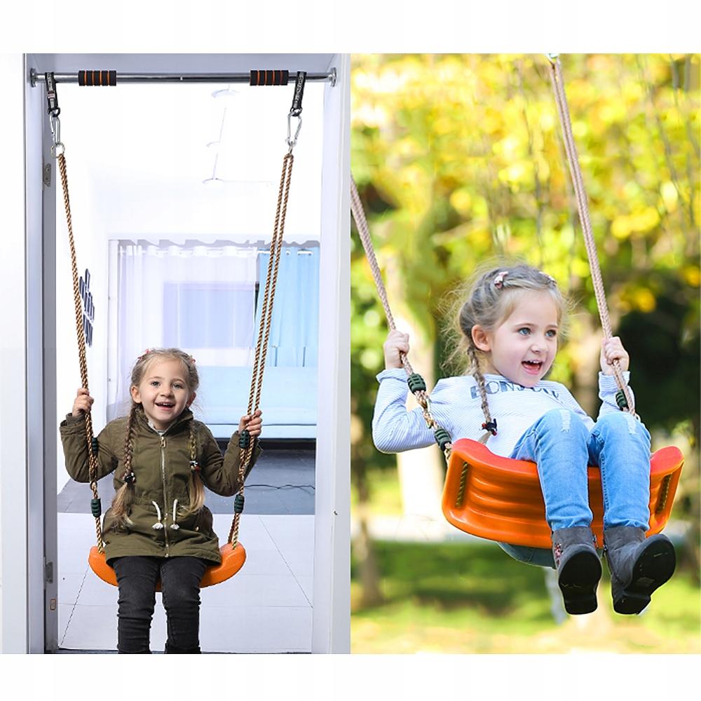 Leagan Hinta pentru Copii din Plastic fara Spatar, Franghii Incluse, Culoare Galben