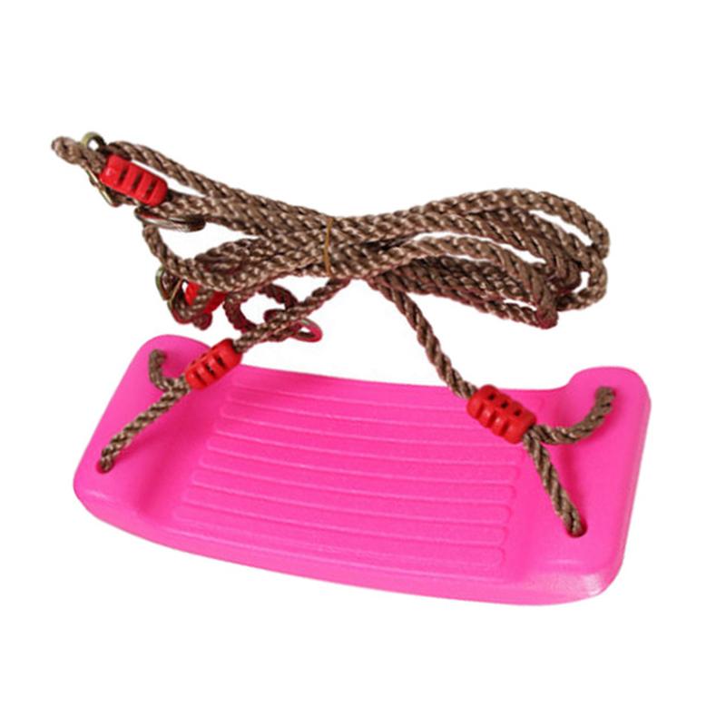 Leagan Hinta pentru Copii din Plastic fara Spatar, Franghii Incluse, Culoare Roz