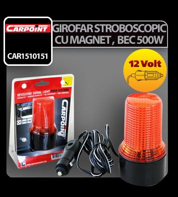 Girofar stroboscopic mic galben cu magnet 500W 12V Garage AutoRide