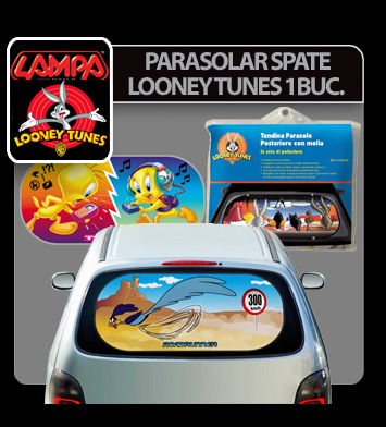Parasolar spate cu ventuze Looney Tunes 1buc - Road Runner Garage AutoRide