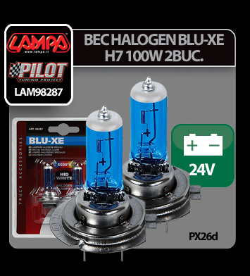 Bec halogen Blu-Xe  H7 100W PX26d 24V 2buc Garage AutoRide