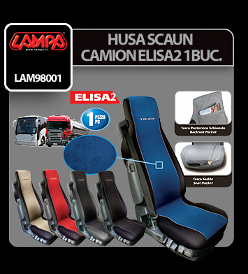 Husa scaun camion Elisa-2 poliester/imit. piele 1buc - Rosu/Negru Garage AutoRide