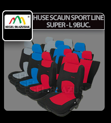 Huse scaun Sport Line+ Super L 9buc - Negru/Rosu Garage AutoRide