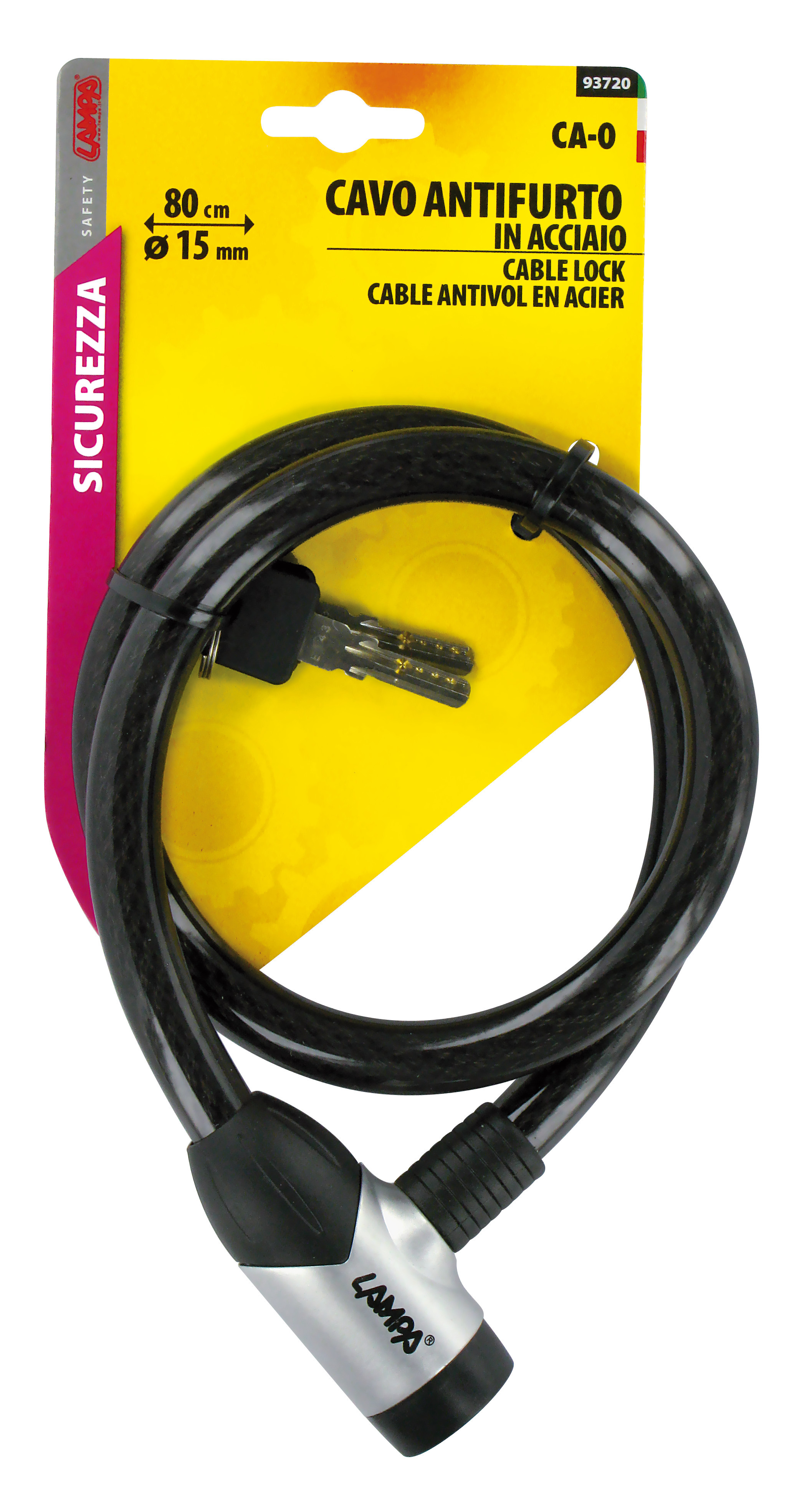 Antifurt cablu din otel Ø15mm - 80cm Garage AutoRide