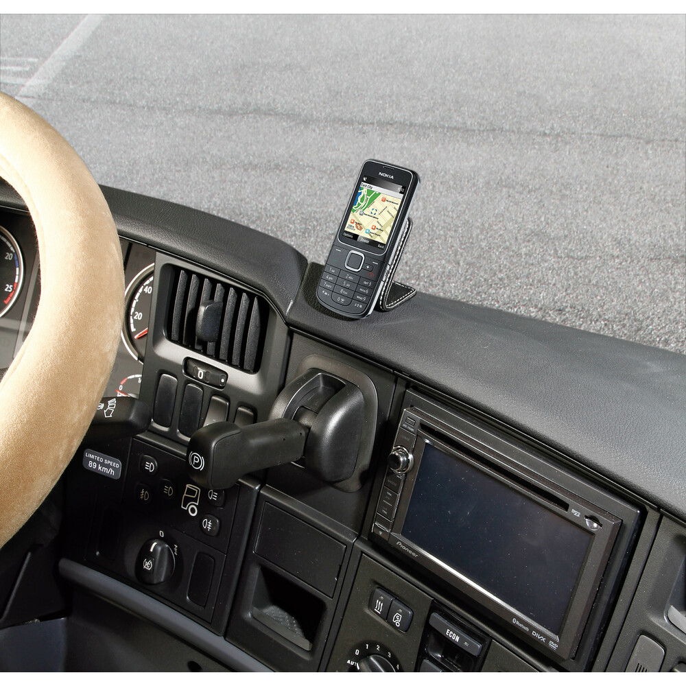 Suport telefon mobil magnetic din piele naturala cu fixare pe bord Garage AutoRide
