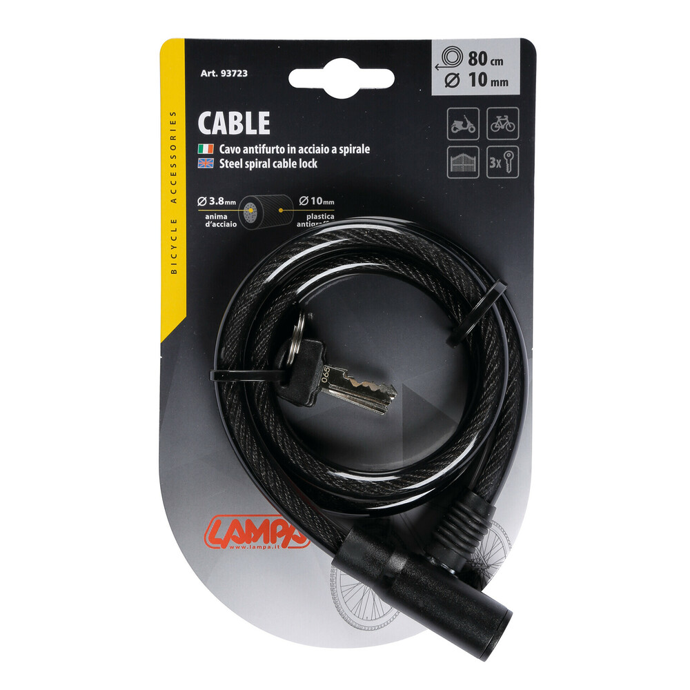 Antifurt cablu spiralat, acoperit cu plastic, Ø10mm - 80cm Garage AutoRide