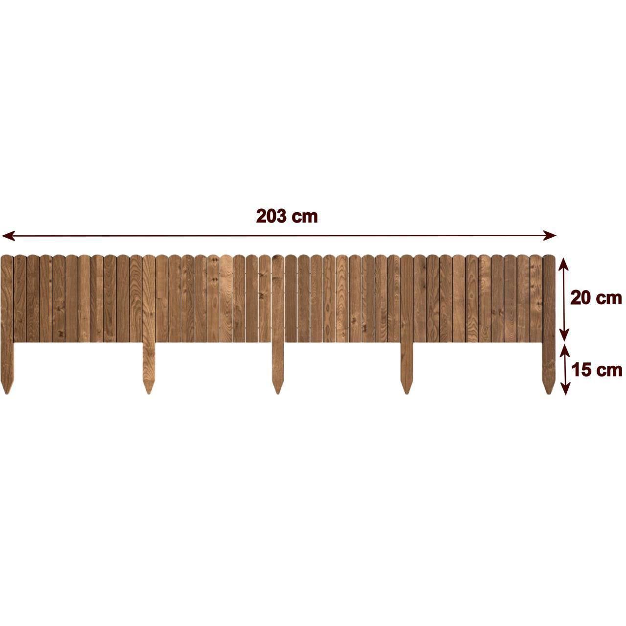 Gard de gradina decorativ din lemn, maro, 200x20 cm GartenVIP DiyLine