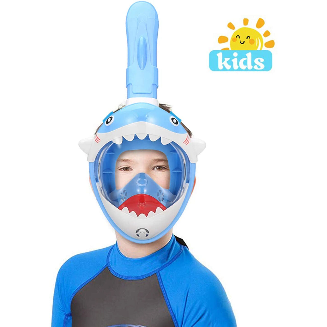 Masca snorkeling cu tub pentru copii model rechin, albastra GartenVIP DiyLine