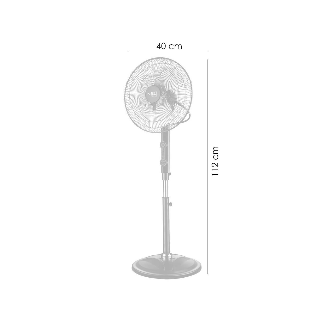 Ventilator cu picior, 80 W, telecomanda, 3 viteze, 45 cm, NEO GartenVIP DiyLine