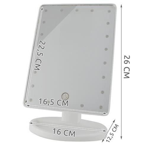 Oglinda cosmetica, cu LED, unghi reglabil, nivel iluminare reglabil, alb, 4xAA, 16.5x12.5x26 cm, Isotrade GartenVIP DiyLine
