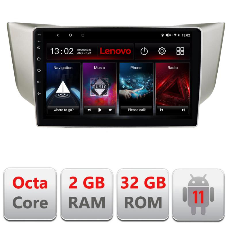 Navigatie dedicata Lexus RX 2003-2009 D- rx-03 Lenovo Octa Core cu Android Radio Bluetooth Internet GPS WIFI DSP 2+32 GB 4G kit-rx-03+EDT-E509-LITE CarStore Technology