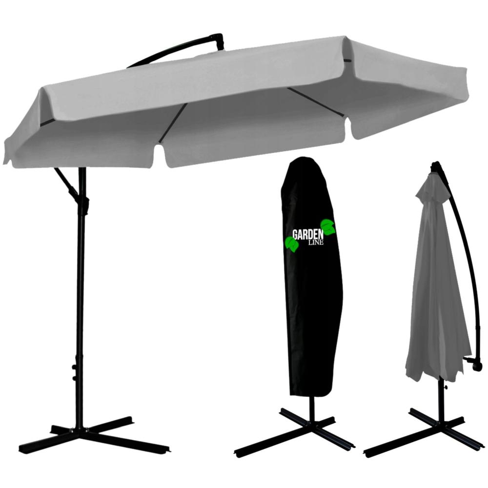 Set Umbrela Mare pentru Terasa sau Gradina cu Suport Articulat Reglabil, Diametru 300cm, Culoare Gri, Husa Inclusa