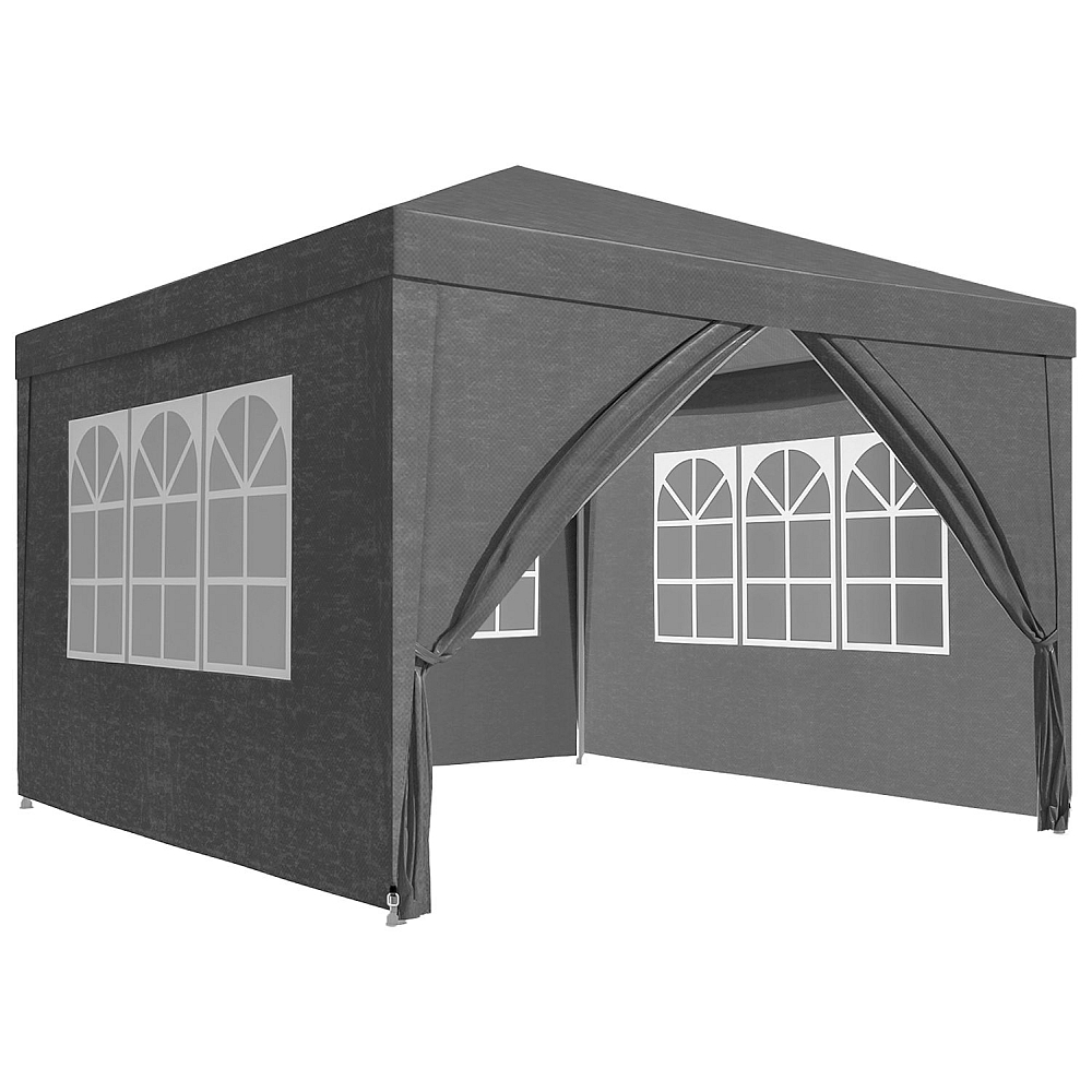 RESIGILAT - Cort Pavilion Gri 3x3 m cu Pereti Laterali si Ferestre pentru Petrecere, Evenimente, Curte sau Gradina