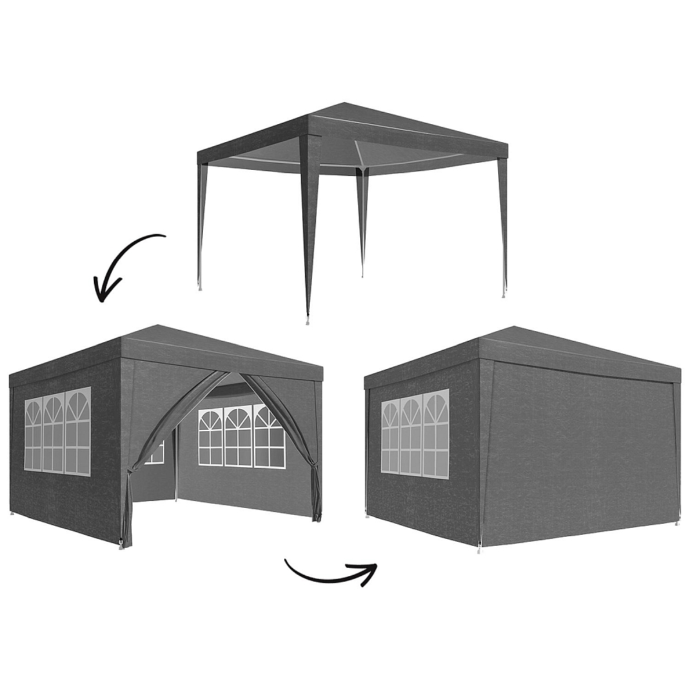 RESIGILAT - Cort Pavilion Gri 3x3 m cu Pereti Laterali si Ferestre pentru Petrecere, Evenimente, Curte sau Gradina