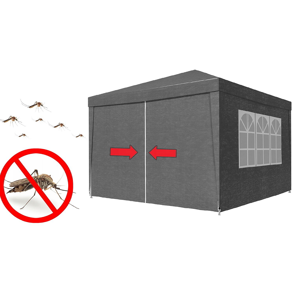 RESIGILAT - Cort Pavilion Gri 3x3 m cu Pereti Laterali si Ferestre pentru Petrecere, Evenimente, Curte sau Gradina