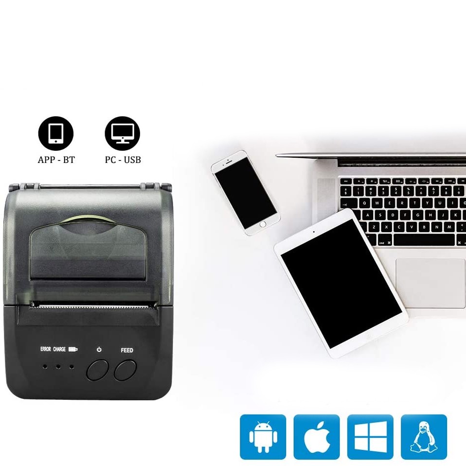 Imprimanta termica mobila 58 mm, usb, bluetooth, android, ios, windows, 2000 mah, incarcare duala MultiMark GlobalProd