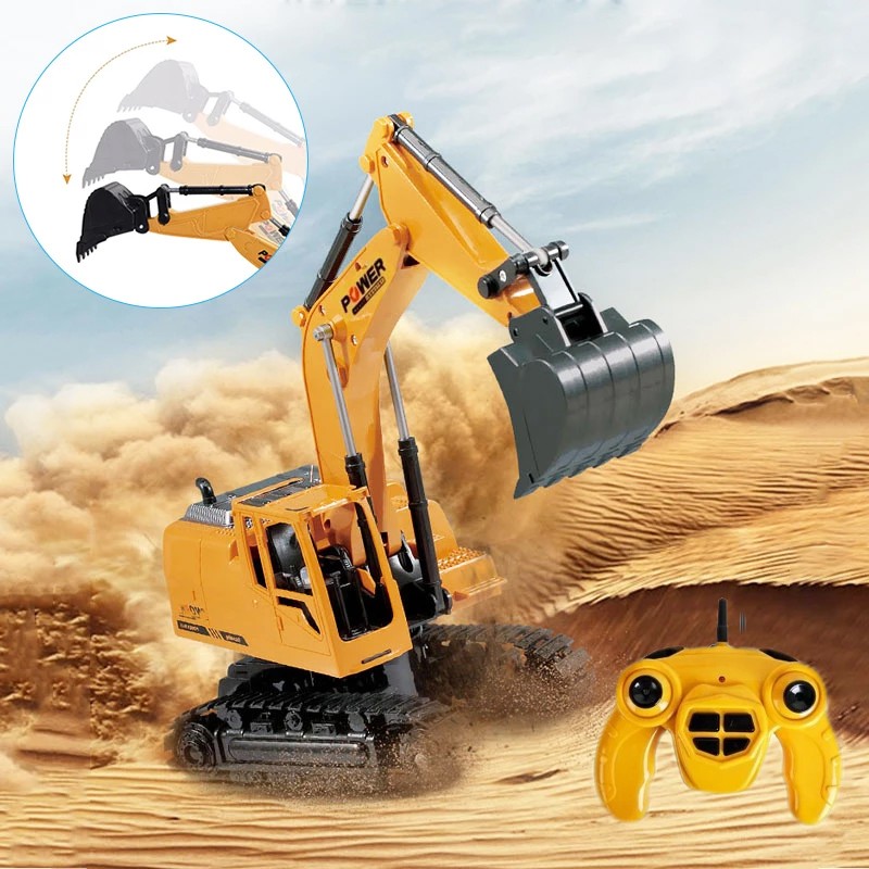 Excavator cu telecomanda 7 canale, reincarcabil usb, 18x13.5x33.5 cm, rotire 360 grade MultiMark GlobalProd