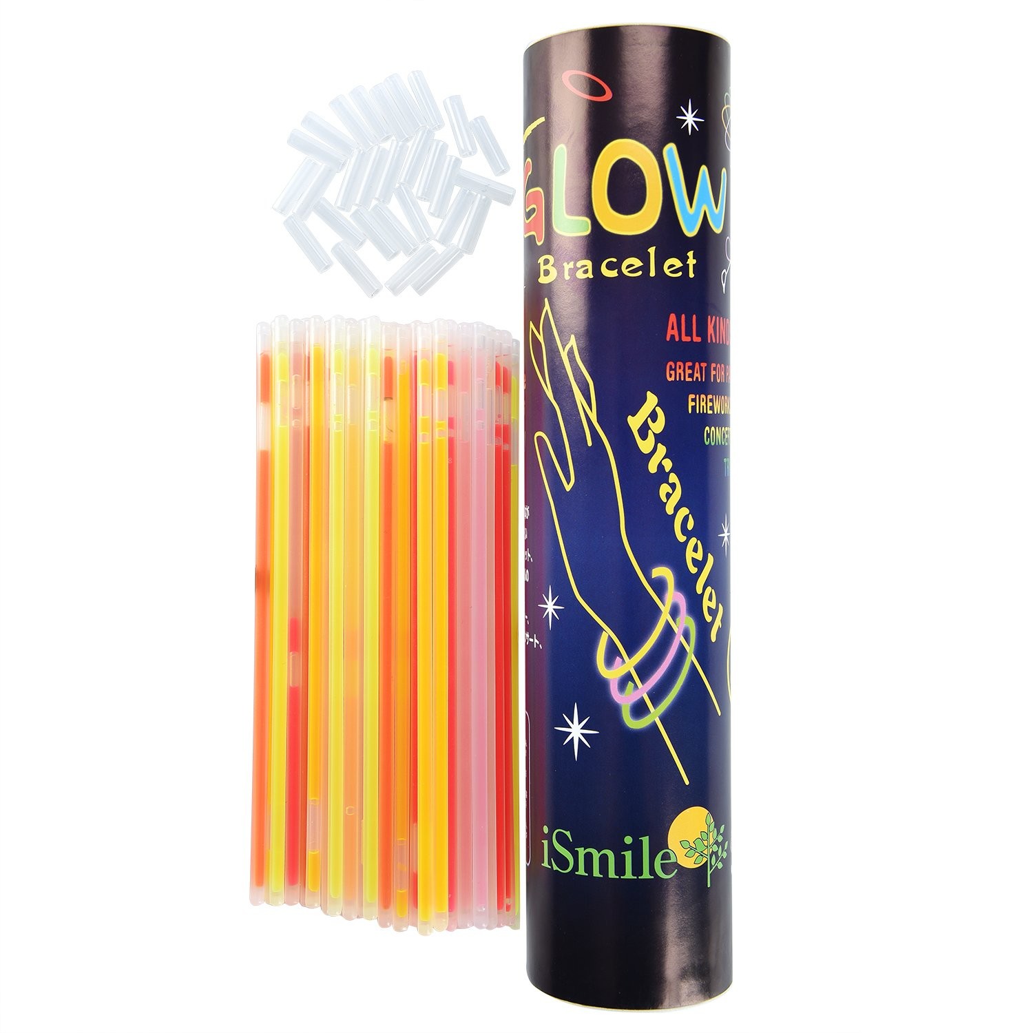 Betisoare bratari luminoase glow sticks, diverse culori, set 100 bucati culoare galben MultiMark GlobalProd