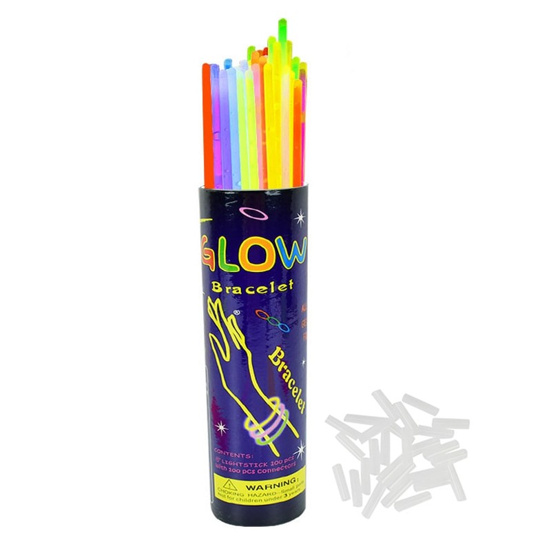 Betisoare bratari luminoase glow sticks, diverse culori, set 100 bucati culoare galben MultiMark GlobalProd