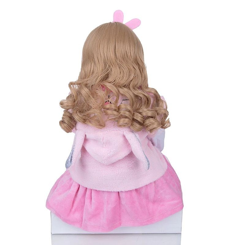 Papusa bebelus, inaltime 55 cm, aspect realist, jucarie iepuras, biberon, suzeta, 3 ani+ MultiMark GlobalProd