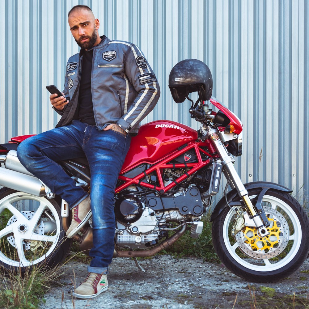 Pantaloni Moto Barbati Jeans W-TEC Feeldy Albastru FitLine Training