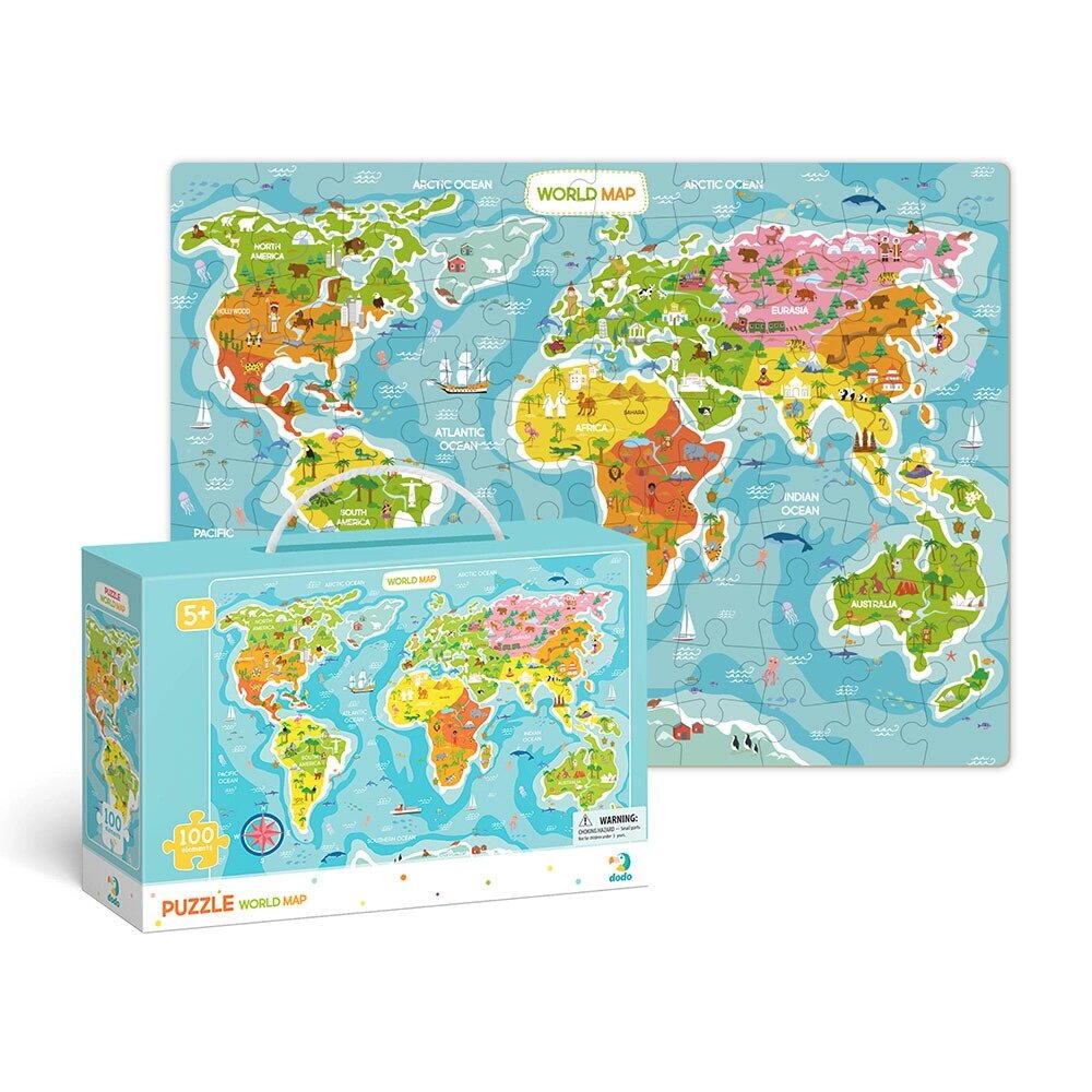 Puzzle - Continentele lumii (100 piese) PlayLearn Toys