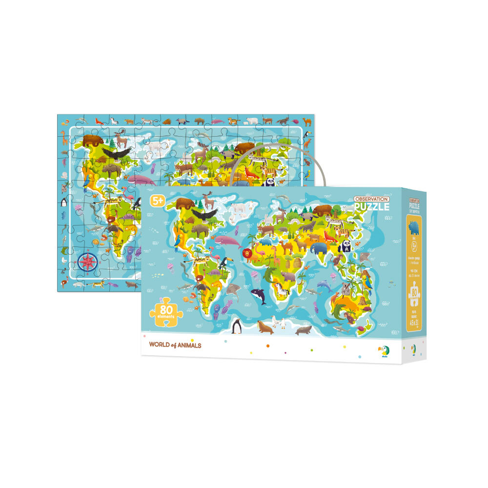 Puzzle - Harta animalelor lumii (80 piese) PlayLearn Toys