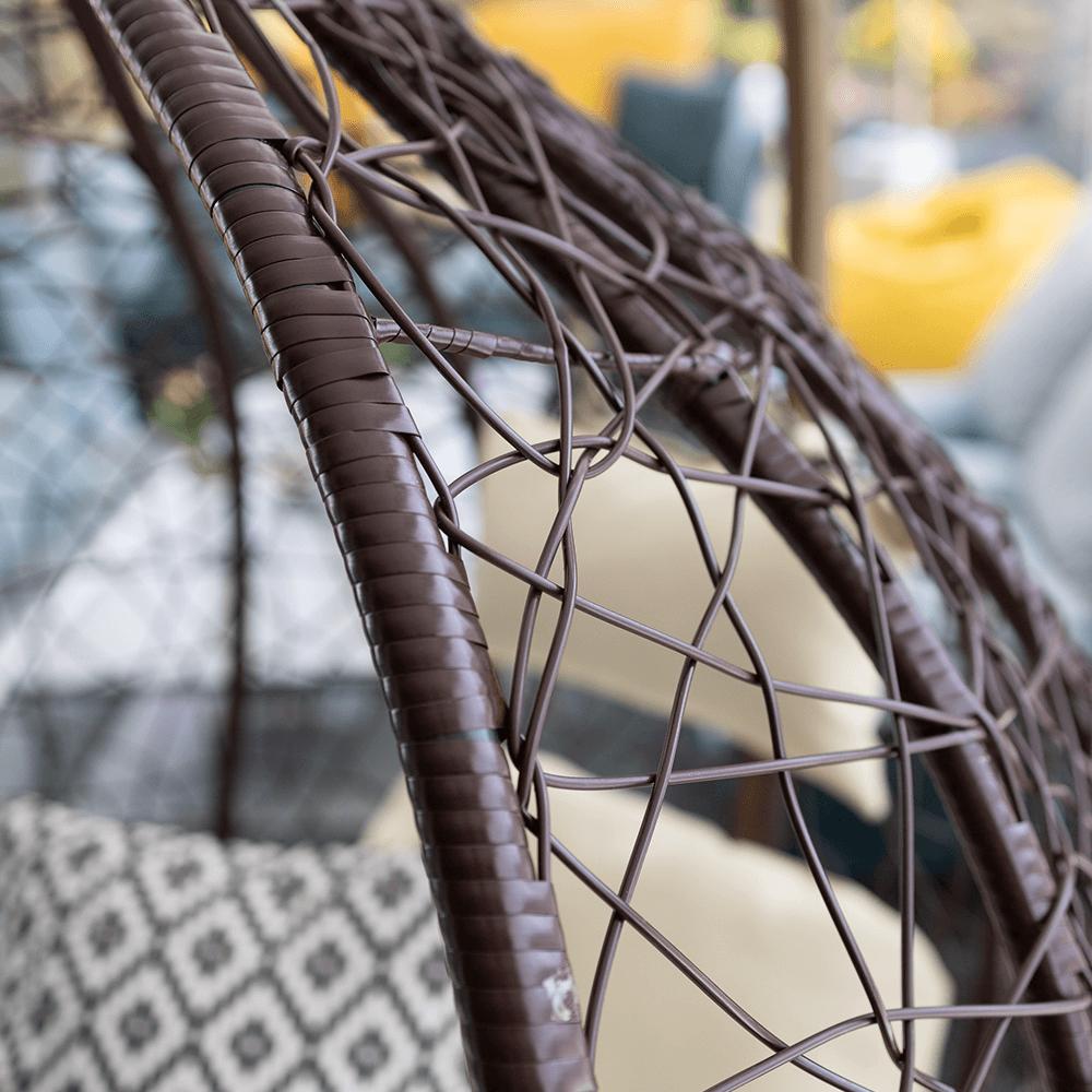 Scaun Fotoliu Suspendat tip Leagan Balansoar pentru Terasa sau Gradina cu Perne Incluse si Suport Metalic, Marime L, Culoare Negru